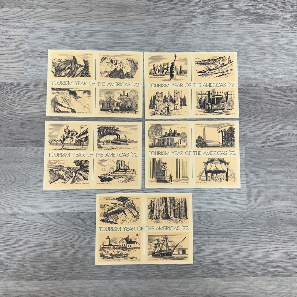 USPS Postcards Unisex OS Cream Tourism Year of the Americas 1972 Set of 5